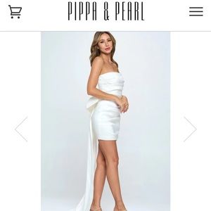 MRS. SHOW STOPPER RUCHED MINI DRESS WITH DETACHABLE BACK BOW - WHITE - LARGE